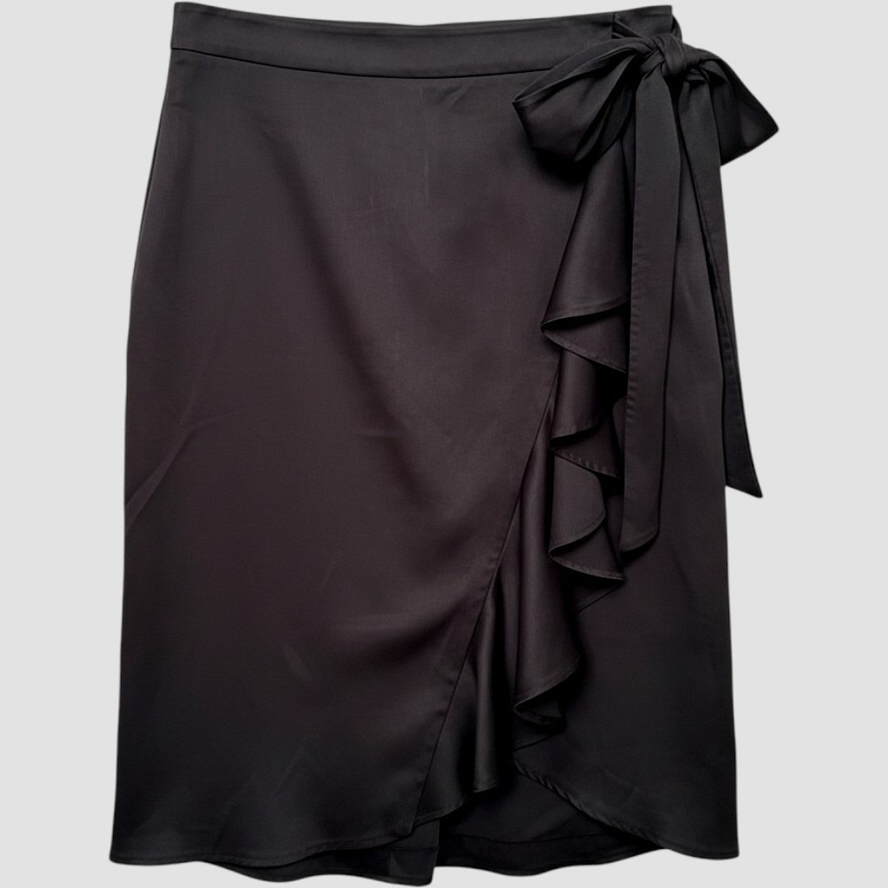 Maeve Anthropologie Ruffle Wrap Style Midi Skirt Tie Waist 10 Fun Secretary Work